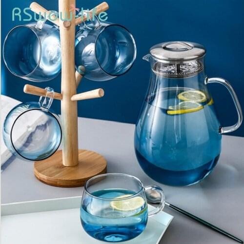 Household Water Bottle Glass High Temperature Resistant Transparent Water Bottle Water Cup Set Large Capacity Cold Water Bottle