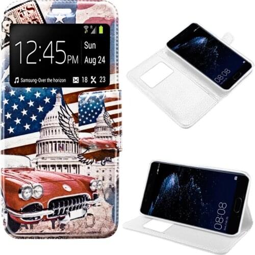 Case Flip Cover Huawei P10 Plus Drawings America