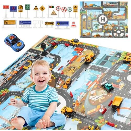 Baby Toys Play Mat Waterproof Simulation Enlarge Car Kids Toys City Road Map Parking Playing Mat Portable Floor Games