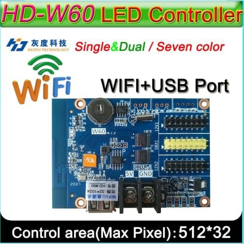 HD -W60 LED Display Controller, Single&Double Color P10 LED Sign Module Control card,U-Disk And WIFI Wireless Control