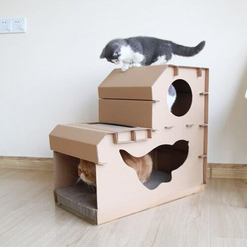 Corrugated paper cat post scratching mascotas for cats tree climbing pet products furniture cat supplies play house shelf kennel