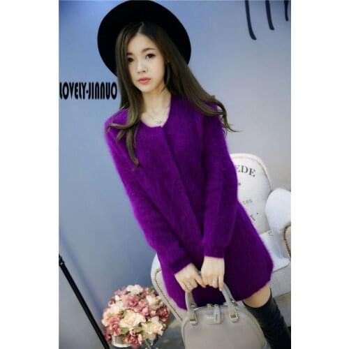 Women New marten velvet cardigan female solid color thermal overcoat mink cashmere sweater outerwear Free Shipping JN183