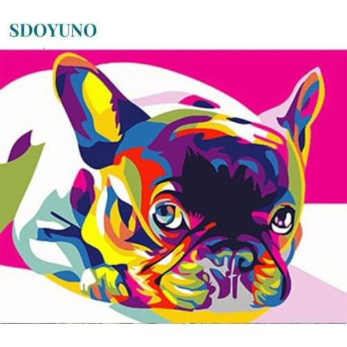 SDOYUNO 60x75cm DIY Oil Painting By Numbers abstract Dogs Picture By Numbers On Canvas Frameless Animals Home Decor Unique Gift