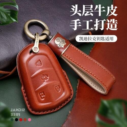 Leather Car Remote Key Full Cover Case for Cadillac ESV Escalade CTS XTS SRX ATS CT5 XT5 XT6 2015-2018 Key Protect Shell