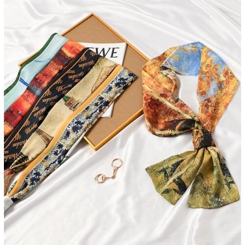 Summer Decorated Wide Scarf Women Stylish Neckwear Long Silky Beautiful Shirt Bandana Headband NEW Collection