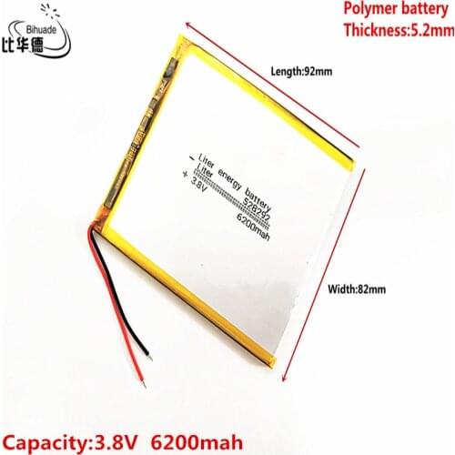 Liter energy battery Good Qulity 3.8V,6200mAH 528292 Polymer lithium ion / Li-ion battery for tablet pc BANK,GPS,mp3,mp4