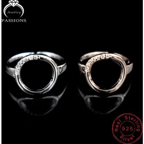 LYNNE Jewelry Fashion 925 Sterling Silver Round Rhinestone Rings Women Gift Elegant Open Resizable CZ Ring Accessories Wholesale