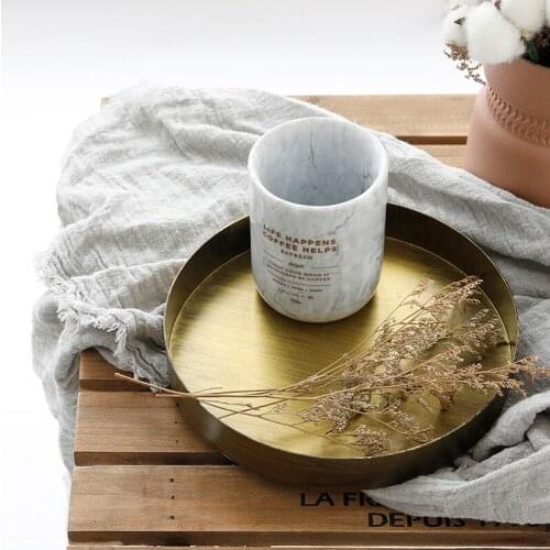 Nordic Metal Gold Perfume Cosmetic Jewelry Storage Tray Bathroom Organizer Box Cake Dessert Tea Coffee Serving Decorative Tray