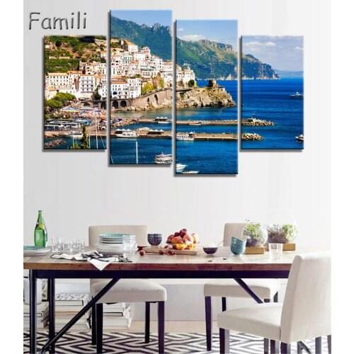 Fashion Canvas Painting Wall Art Print 4 Panel Famous Building Italy Building Landscape Home Decor Picture For Living Room,poste