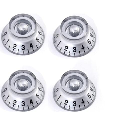 Musiclily Metric 6mm Top Hat LP Style Speed Control Knobs,Chrome with Black Number (4 Pieces)