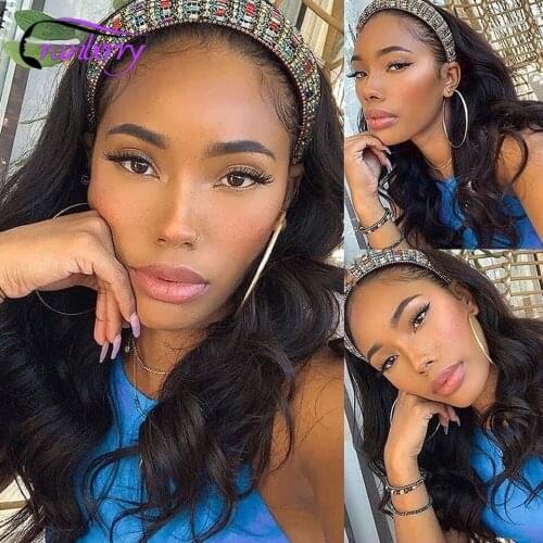 Cranberry Hair Body Wave Headband Wig Human Hair Glueless Brazilian Full Machine Wig Easy Half Headband Wigs For Black Women