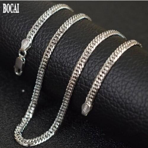 New 100% real solid S925 pure silver car flower double buckle best selling thick necklace for man 925 silver Man‘s Necklace