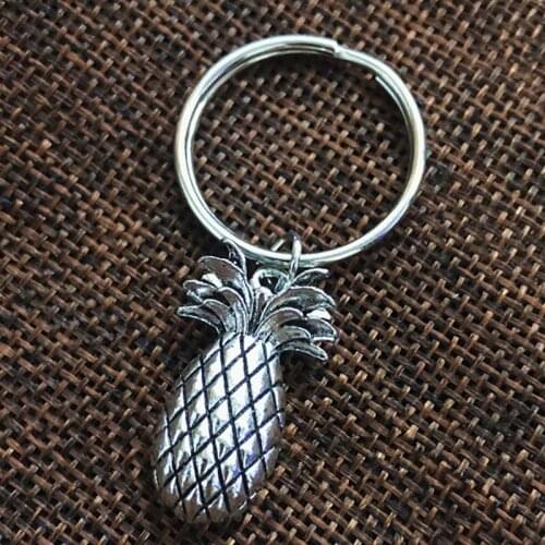 New Fashion Men 30mm Keychain DIY Metal Holder Chain Vintage Pineapple Pendant Gift
