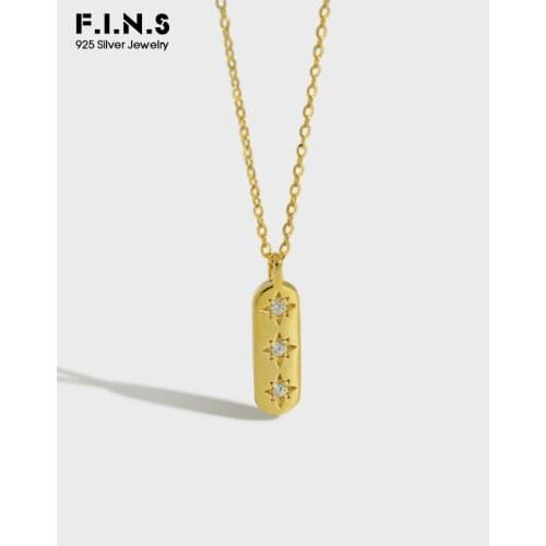 F.I.N.S Korean S925 Sterling Silver Necklace Geometric Oval Zircon Pendant Necklace Choker Clavicle Chain Stackable Necklace
