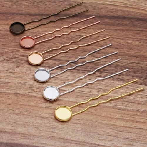 30pcs Fit 10-12-14-16-18-20mm Cabochon Hair Sticks Setting Copper Hair Fork Base Jewelry Accessories