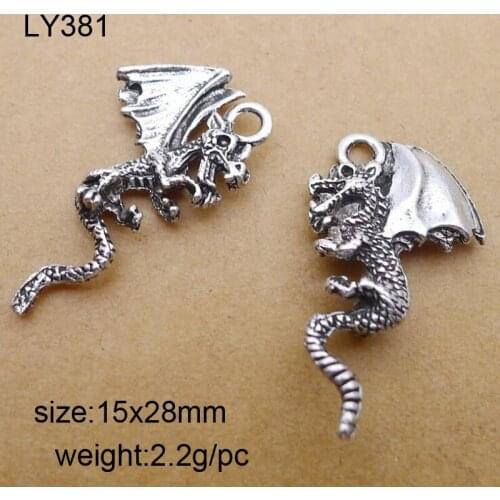 25pcs/lot 15x28mm Antique Silver Alloy Bat Charms Pendant