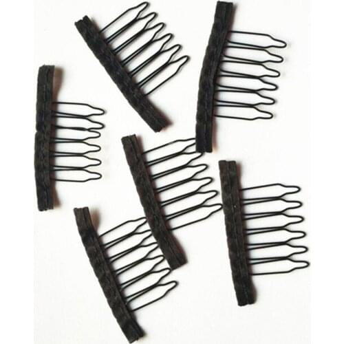 Wholesale the high quality Wig Combs Hair Clips For Weave Extensions Black Color 6 Teeth Sewing Hair Wig Clips Tools ON SALE