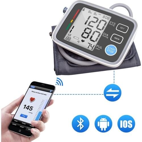 Bluetooth Sphygmomanometer Upper Arm Blood Pressure Meter Automatic Blood Pressure Monitor Tonometer Pulse Heart Beat Rate Meter