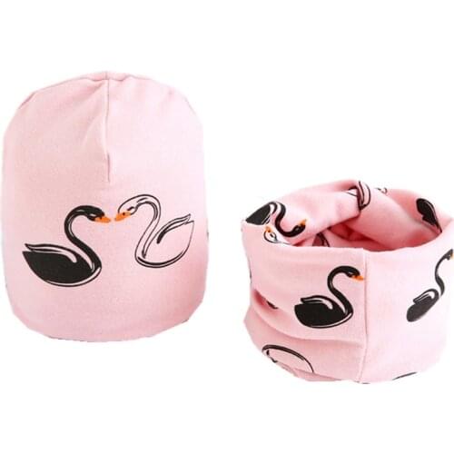 New Fashion Girls Cap Set Cartoon Owl Stars Baby Head Cover Spring Warm Neck Collar Kids Beanies Sets Cotton Children Hats Scarf