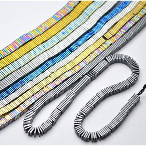 Various Color 4mm Hematite Square Slice Spacer Loose Beads DIY Jewelry Making Supplies