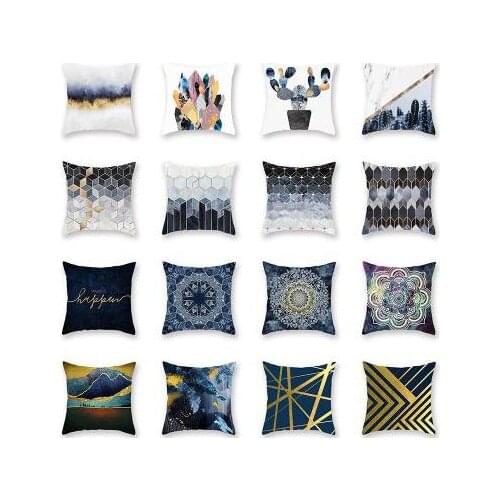 Nordic Decoration Geometric Palnt Pillow Covers Decorative Tropical Cactus Pot Marble Mandala Cushion Cover For Home Sofa