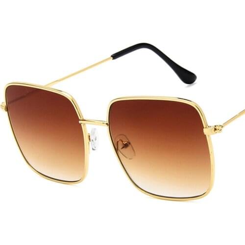 Retro Square Metal Sunglasses Polygonal Trend Big Frame Sunglasses Female Male Glasses UV400 oculos de sol Metal Eyewear ZA-91