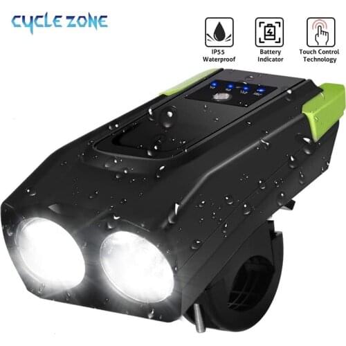 LED Bike Light Rechargeable Super Bright IPX6 Waterproof Bicycle Accessories Horn Speaker 4000mAh 360*2 Lumens Glare Flashlight