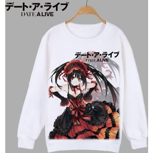Date A Live Cosplay Hoodie Tokisaki Kurumi Himekawa Yoshino Print O-Neck Hoodie Winter Autumn Fleece Sweatshirts Casual Pullover