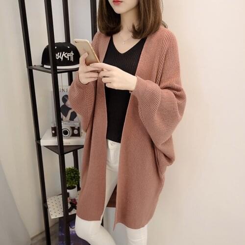 Thin section Sweater Coat cardigan female 2020 spring new casual loose lazy wind long bat sleeve solid color wild sweater D333