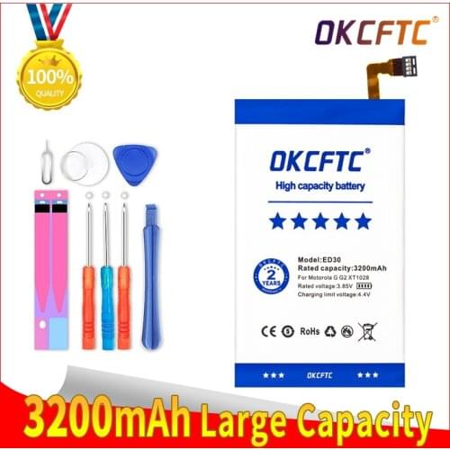 OKCFTC High Quality 3200mAh ED30 battery for Motorola Moto G G2 XT1028 XT1032 XT1033 XT1034 Smartphone