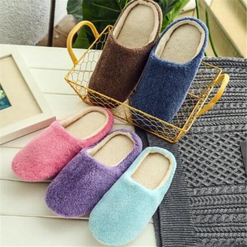 Women Slippers Winter Indoor House Plush Soft Cotton Slippers Non-slip Floor Shoes Home Slippers Women Slides For Bedroom