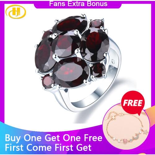 Hutang 5.0ct Black Garnet Wedding Womens Ring Natural Gemstone Solid 925 Sterling Silver Rings Fine Elegant Jewelry for Gift