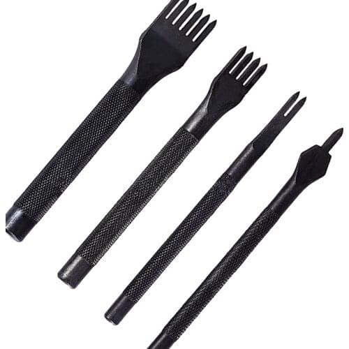 1 set Prong Metal Diamond Lacing Stitching Chisel DIY 4mm Leather Hole Punch Leather Craft Tool Kits PGG05