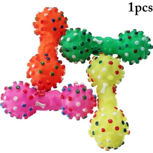 Legendog 1PCS Random Color Dumbbell Dog Toy Vinyl Bite Dumbell Squeaky Toy Dog Interactive Toy Training Toys Accessories