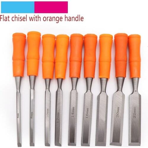 1pcs High-carbon Steel 6-24mm Wood Carving Chisel Flat Carving Knife Handwoodcut Woodworking Firmer Lathe Gouges Tools