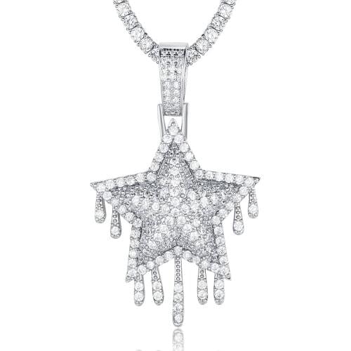 100% Micro Zircon Hip Hop Star Meteor Pendant Necklace For Men Jewelry Factory Prices Wholesale Bling Bling Gift