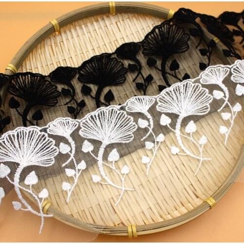 5yards/ Lot Width 12cm White Black Cotton Wire Embroidered Lace Fabric DIY Handmade Lace Materials Clothing Accessories Lace