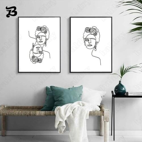 Abstract Figure Painting Line Art Outline Canvas Painting Wall Art Pictures Prints Home Decor Wall Decoration for Living Room
