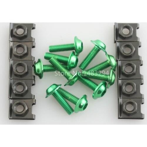 Aluminum 10 x Green M6 6MM Fairing Bolts Body Fastener Clip Screw Motor Sport Bike Hardware