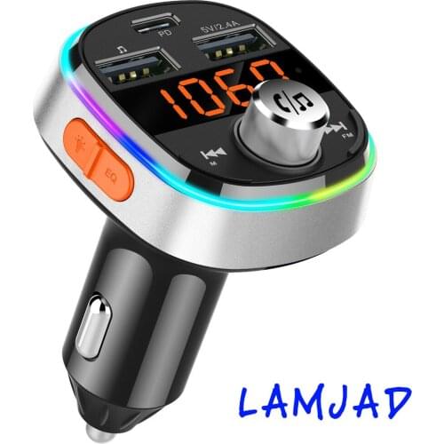 Car FM Transmitter PD 3.0 Quick Charge Wireless Bluetooth Stereo Dual USB U Disk TF Card Reader MP3 Player Audio Colorful Flash