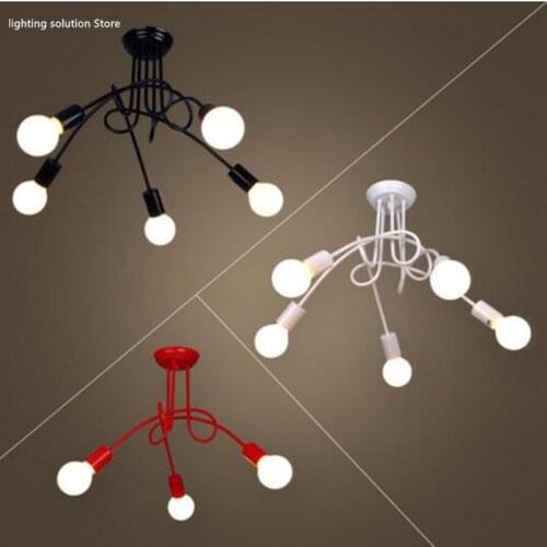 Free shipping Simple Creative Black & white E27 ceiling lamp vintage personality modern brief led chandelier light