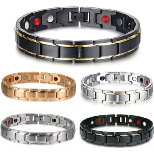 HOT Men Women Therapeutic Energy Bracelet Stainless Steel Magnetic Therapy Bracelet Hologram Wristband Gift