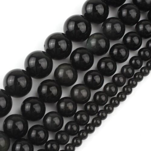 Natural Stone Black Obsidian Beads Gem Round Loose High Quality Beads For Jewelry Making DIY Bracelet Accessories 4 6 8 10 12mm