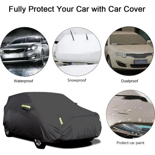 Sedan Car Cover Waterproof All Weather Outdoor Car Cover UV Protection Windproof Full Car Cover Universal(4.4*1.8*1.6M)