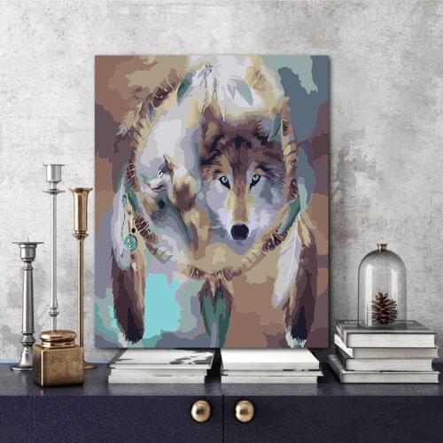 DIY painting by numbers shop dream net wolf living room decoration painting creative adult hand-painted