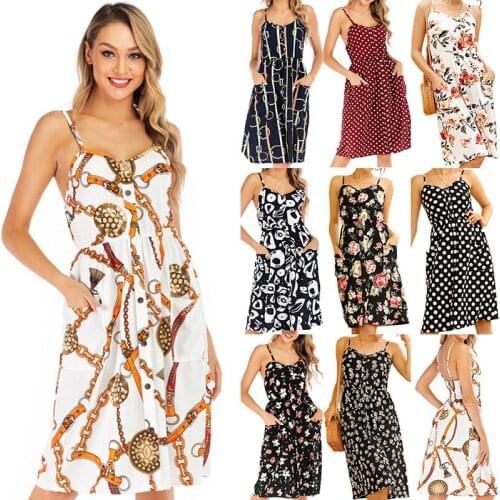 European and American summer sexy chiffon printed elastic halter dress