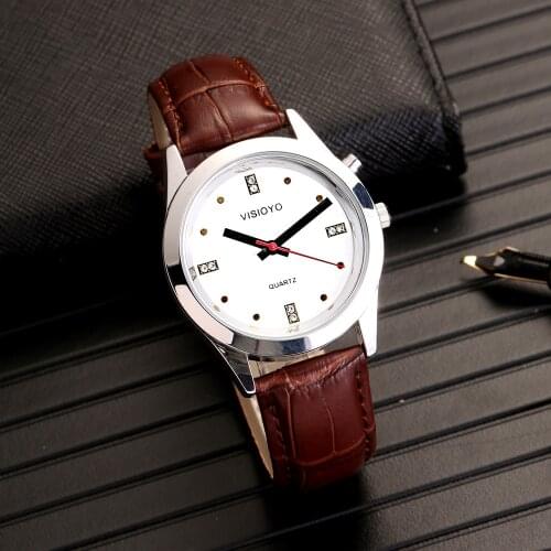 French Talking Watch with Alarm, Talking Date and Time, White Dial TFSW-19F