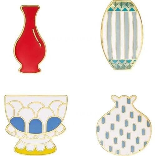 HOSENG Ancient Chinese Glazed Porcelain Cartoon Brooch Museum Gift For Kids Women Elegant Enamel Pin Birthday Gift HS_160