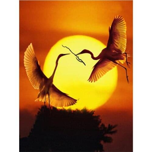 Sunset Embroidery Mosaic Craft Crane lovers Diamond Painting Kits Beads Picture Wall Paper Rhinestones Drawing Christmas Gift