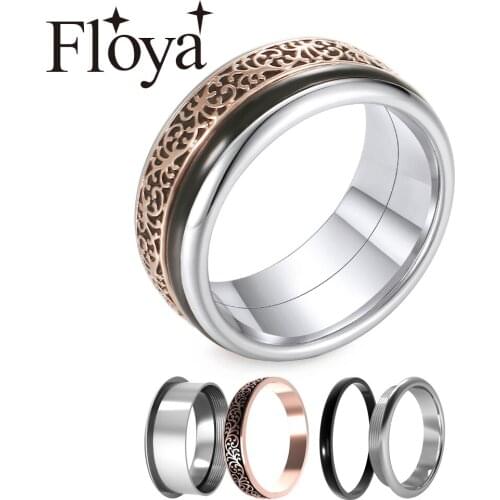 Cremo Plant Stailess Steel Rings Halloween For Women Rotatabale Interchangeable Band Femme Bijoux Punk Girls Gift Layers Ring